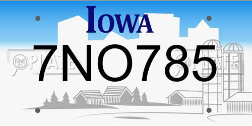 7NO785 Iowa License Plate