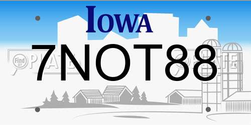 7NOT88 Iowa License Plate