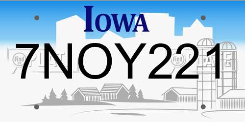 7NOY221 Iowa License Plate