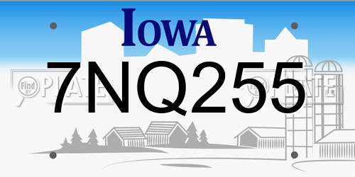 7NQ255 Iowa License Plate