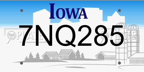 7NQ285 Iowa License Plate