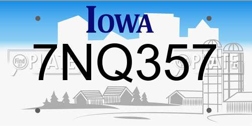 7NQ357 Iowa License Plate