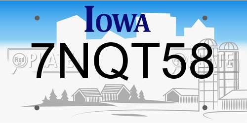 7NQT58 Iowa License Plate