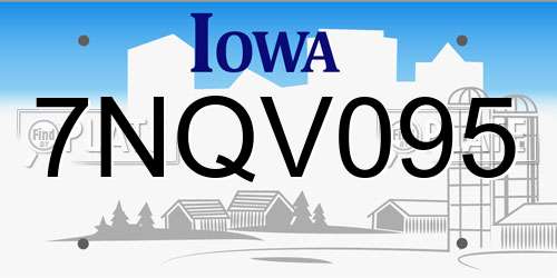 7NQV095 Iowa License Plate