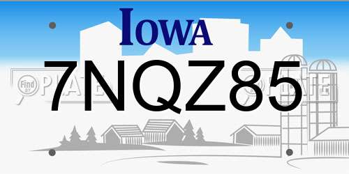 7NQZ85 Iowa License Plate