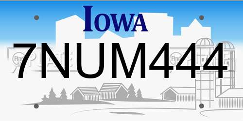 7NUM444 Iowa License Plate
