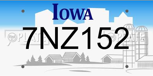 7NZ152 Iowa License Plate