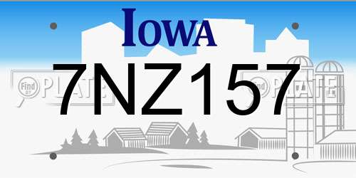 7NZ157 Iowa License Plate