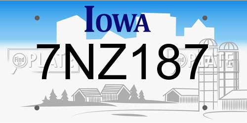 7NZ187 Iowa License Plate