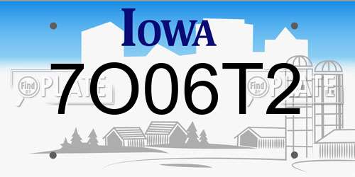 7O06T2 Iowa License Plate