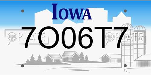 7O06T7 Iowa License Plate