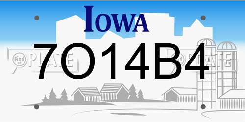 7O14B4 Iowa License Plate