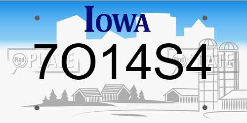 7O14S4 Iowa License Plate