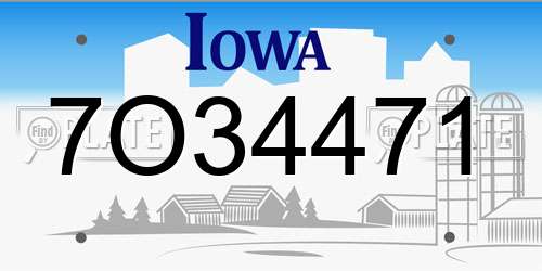 7O34471 Iowa License Plate
