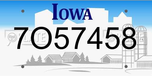 7O57458 Iowa License Plate