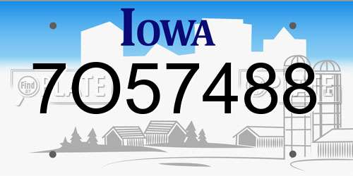 7O57488 Iowa License Plate
