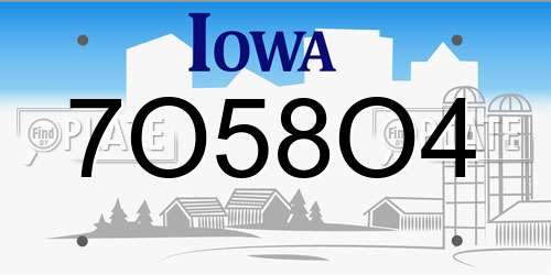 7O58O4 Iowa License Plate