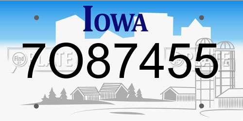 7O87455 Iowa License Plate