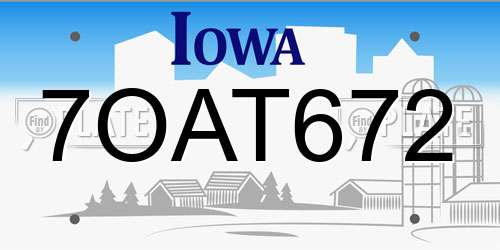 7OAT672 Iowa License Plate