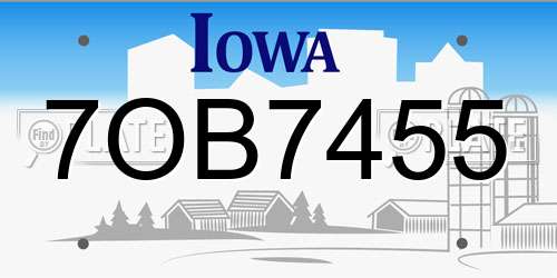 7OB7455 Iowa License Plate