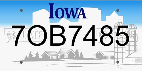 7OB7485 Iowa License Plate