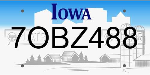 7OBZ488 Iowa License Plate