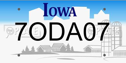 7ODA07 Iowa License Plate