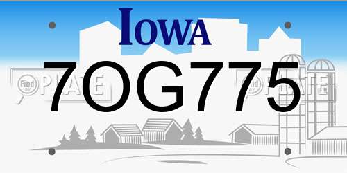 7OG775 Iowa License Plate