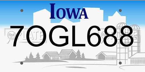 7OGL688 Iowa License Plate