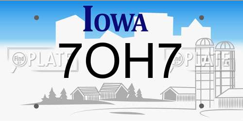 7OH7 Iowa License Plate