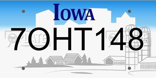 7OHT148 Iowa License Plate