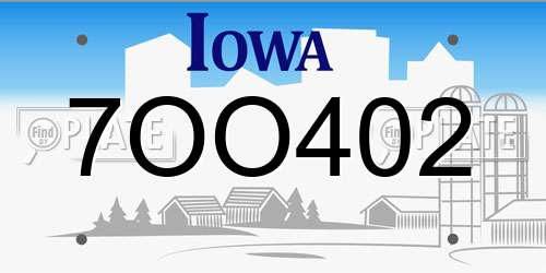 7OO402 Iowa License Plate