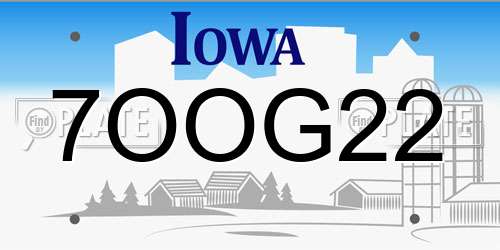 7OOG22 Iowa License Plate