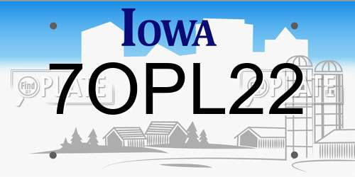 7OPL22 Iowa License Plate