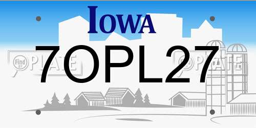 7OPL27 Iowa License Plate