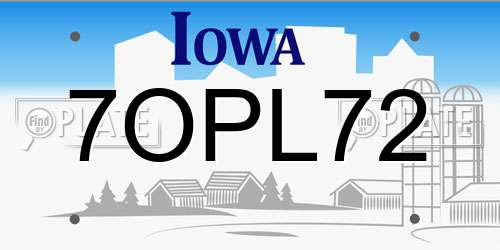 7OPL72 Iowa License Plate