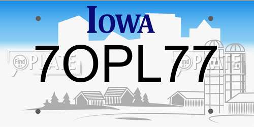 7OPL77 Iowa License Plate