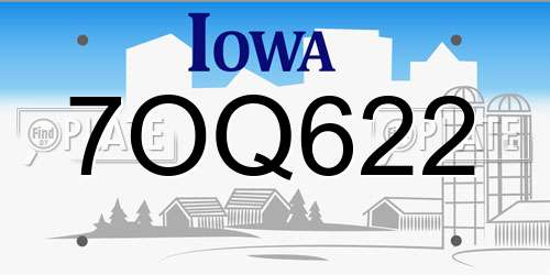 7OQ622 Iowa License Plate