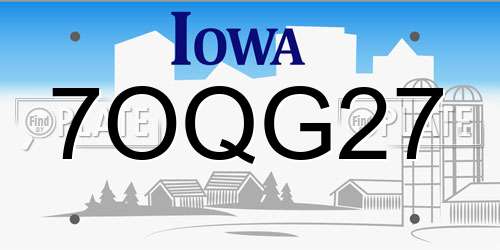 7OQG27 Iowa License Plate