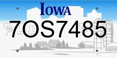 7OS7485 Iowa License Plate