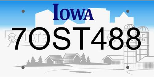 7OST488 Iowa License Plate