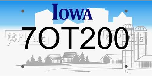 7OT200 Iowa License Plate