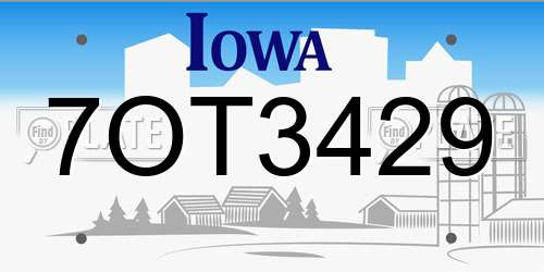 7OT3429 Iowa License Plate