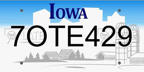 7OTE429 Iowa License Plate