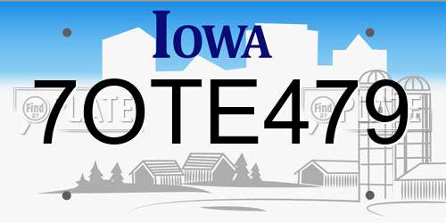 7OTE479 Iowa License Plate