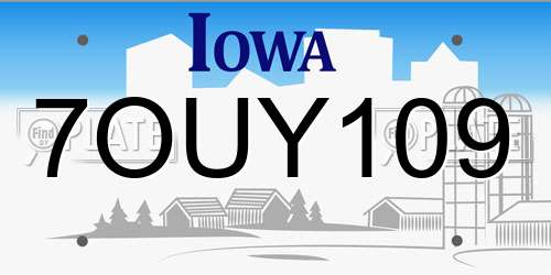 7OUY109 Iowa License Plate