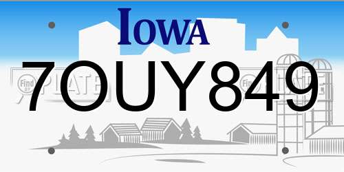 7OUY849 Iowa License Plate