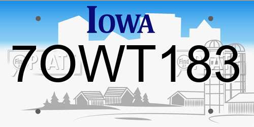 7OWT183 Iowa License Plate