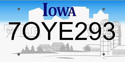 7OYE293 Iowa License Plate