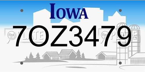 7OZ3479 Iowa License Plate